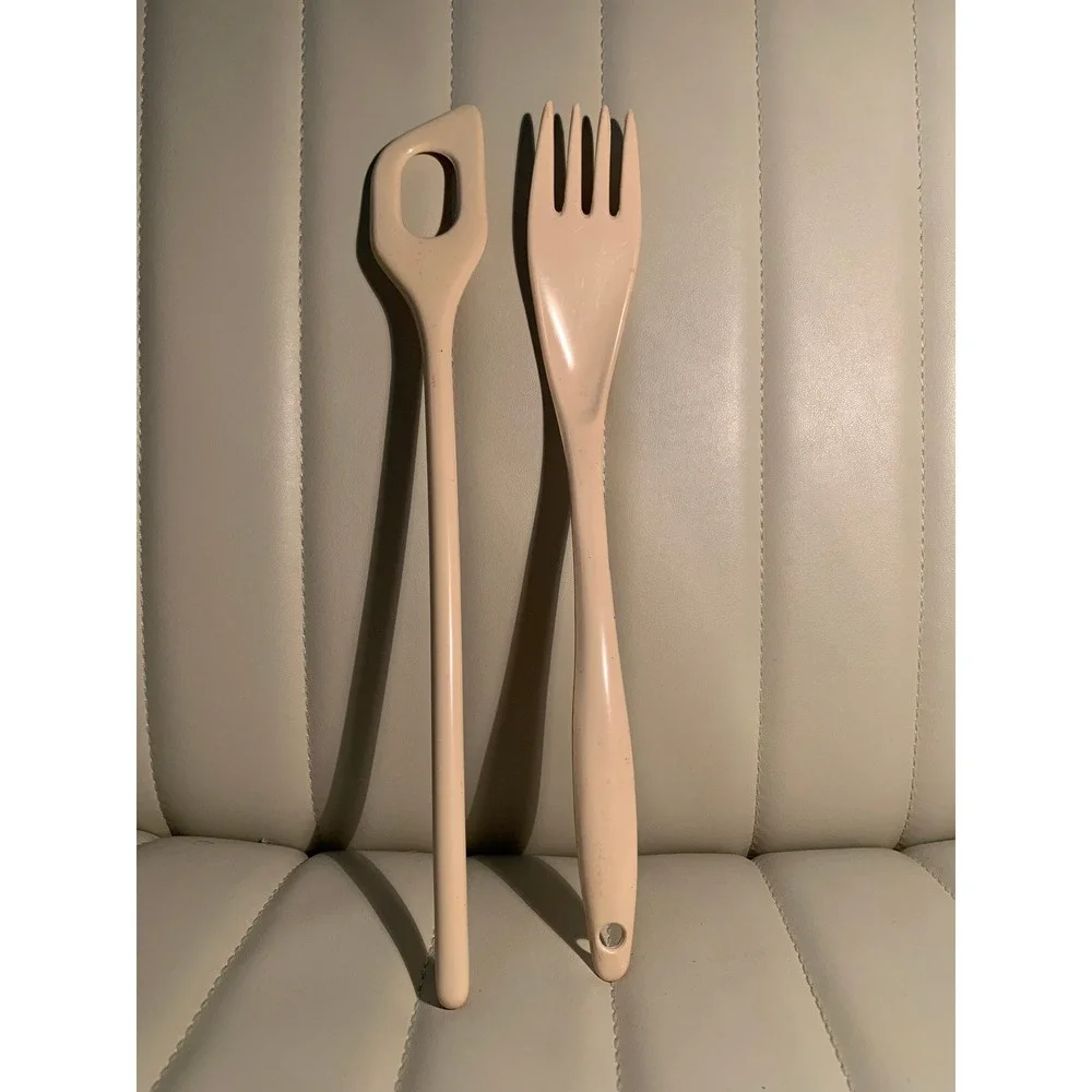 Vintage Melamine Ware Serving Set Fork and Spoon Taiwan Retro‎ Kitchen JP-603